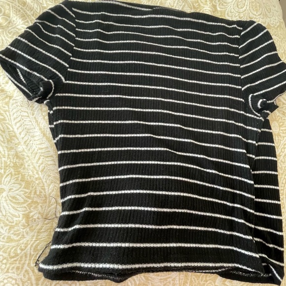 Proiect Social T Urban Outfitters Black and White Stripe Tie Wrap Top - Size S - Picture 5 of 5